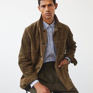 Todd Snyder Italian Calf Suede Chore Jacket with Horn Buttons $998 usd NWT